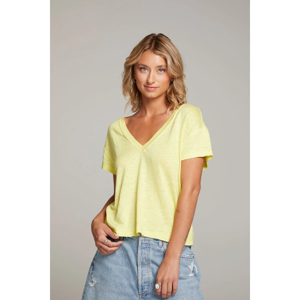 Satén V-Neck Tee