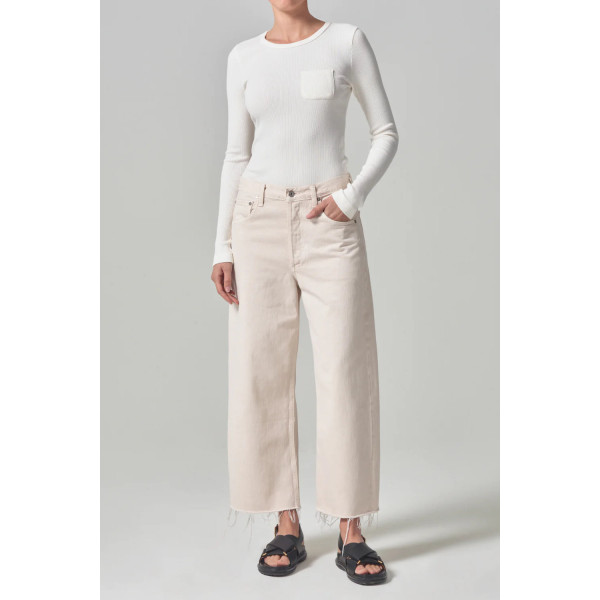 Jade Raw Hem Crop