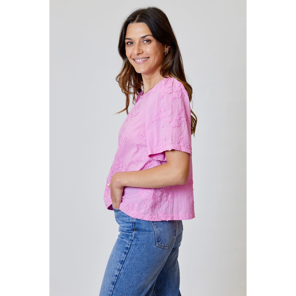 Nebula Glow Flower Applique Top