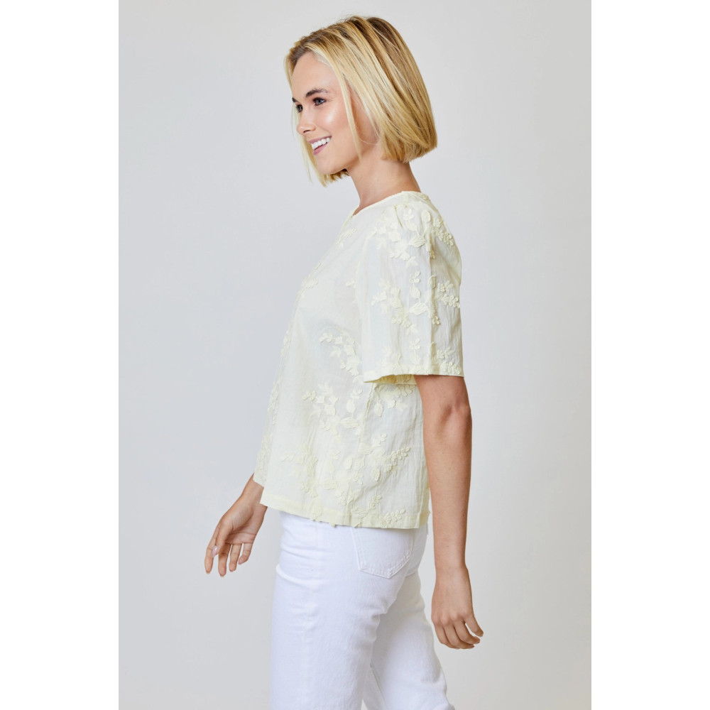Nebula Glow Flower Applique Top