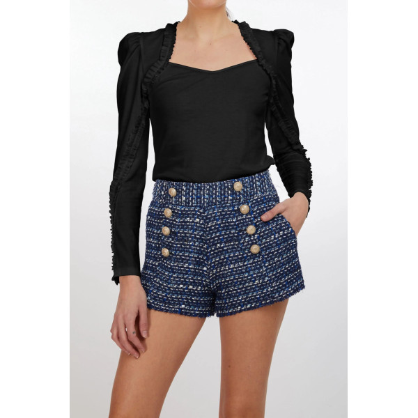 Moda Lumina Ruffle Trim Top