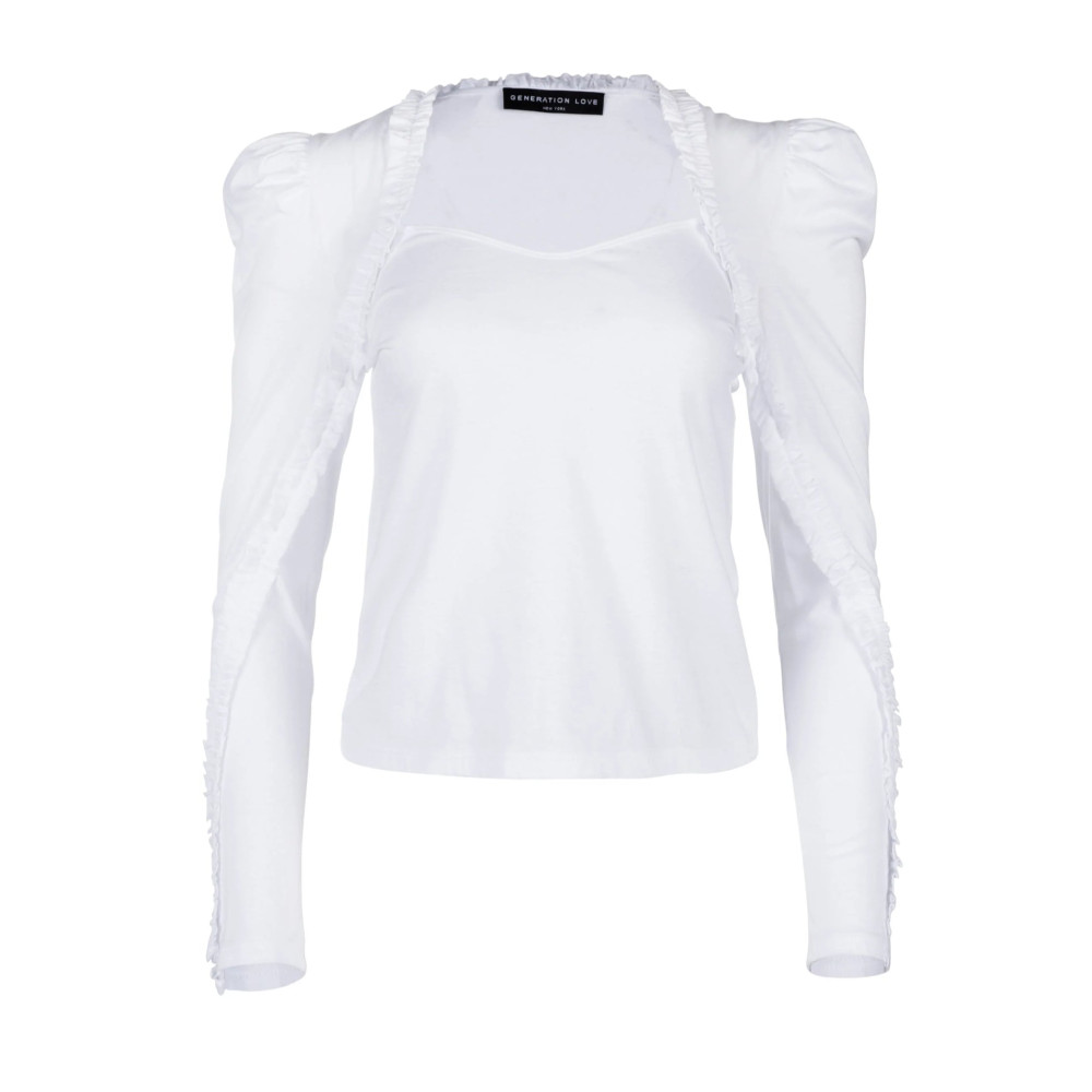 Moda Lumina Ruffle Trim Top