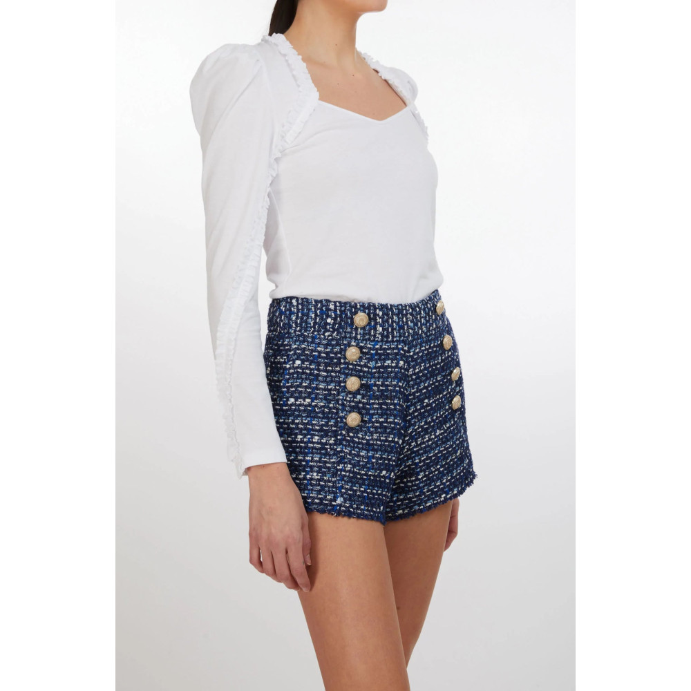 Moda Lumina Ruffle Trim Top
