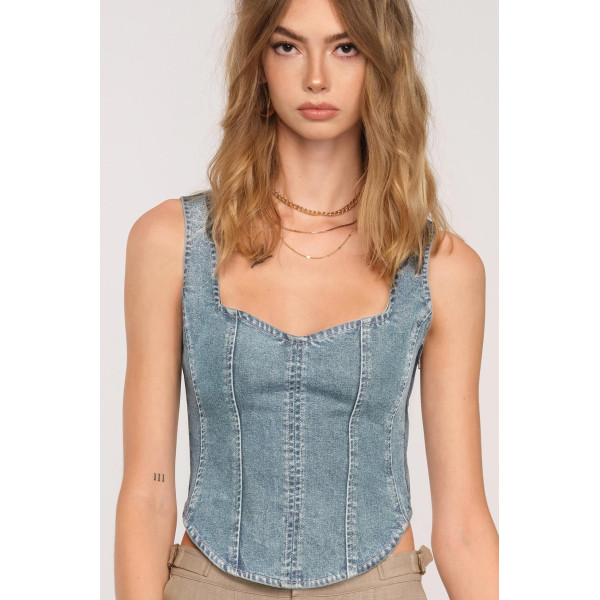 Organza Denim Top