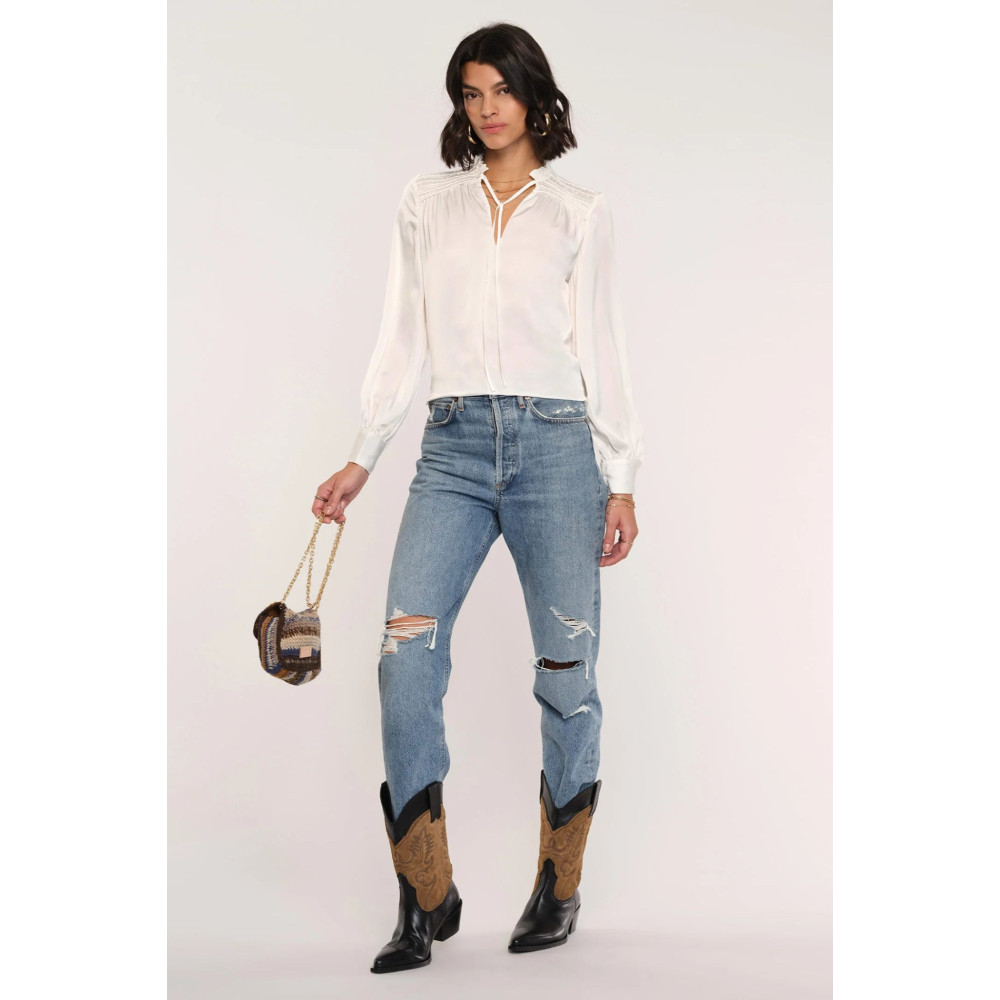 Delicada Smocked Shoulder Blouse