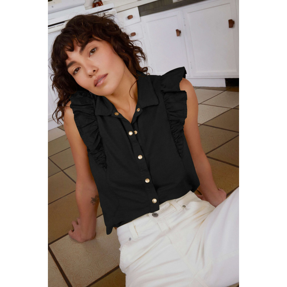 Cadencia Ruffle Button Top