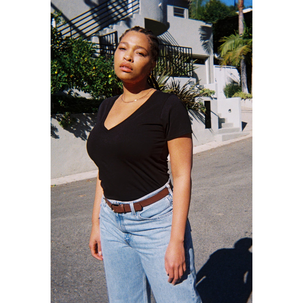 Mist Mood Slim V Neck Tee