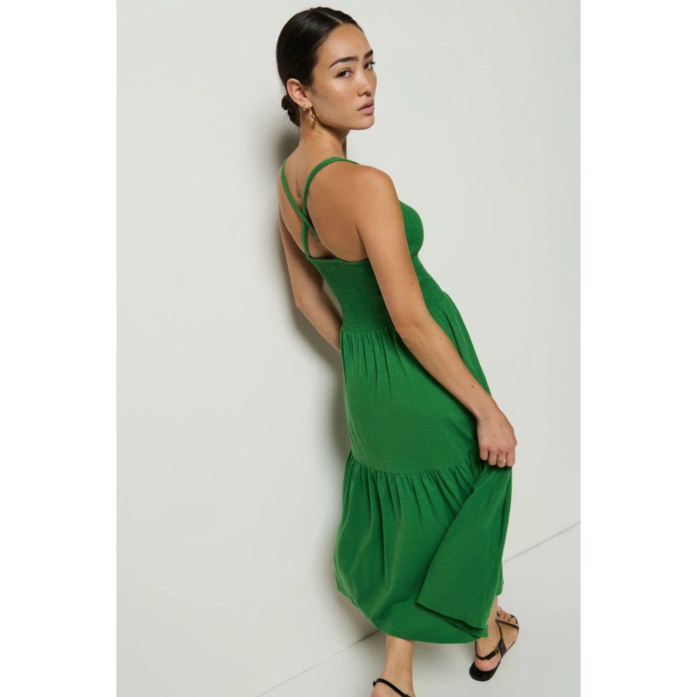 Flash Smocked Midi Dress