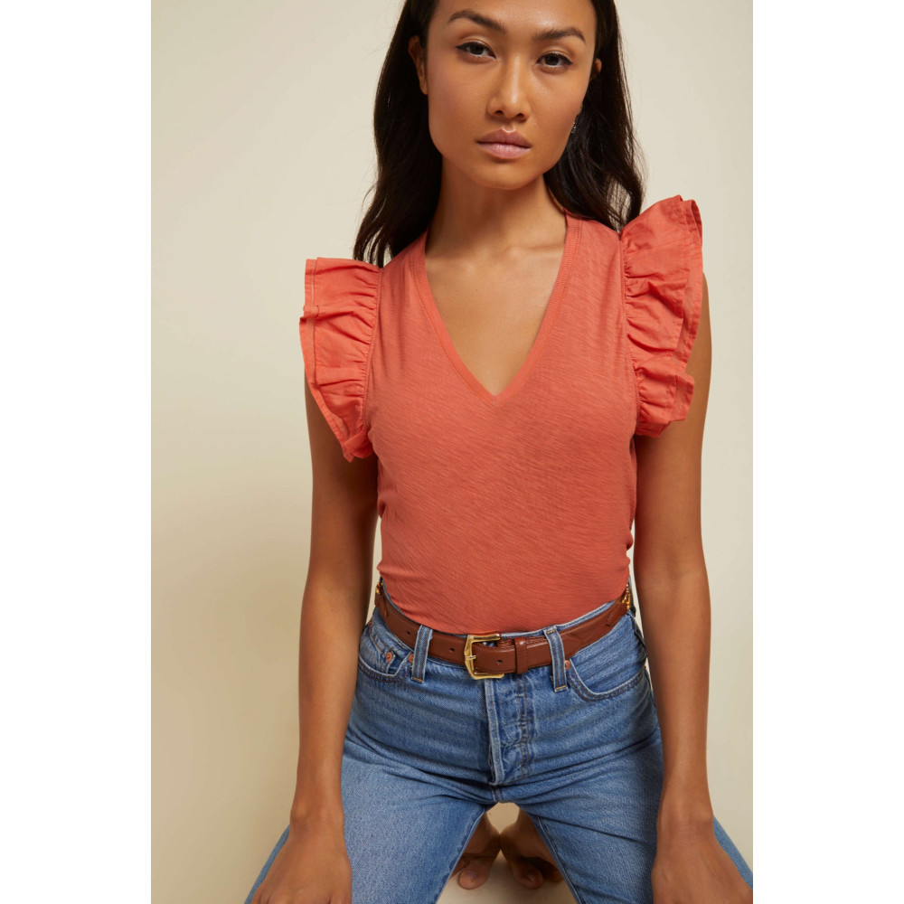 Autumn Luxe Contrast Ruffle Tank
