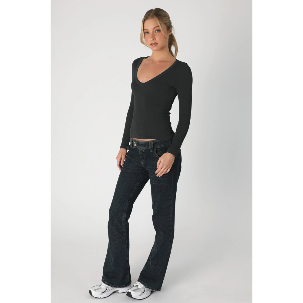 Pattern V-Neck Long Sleeve