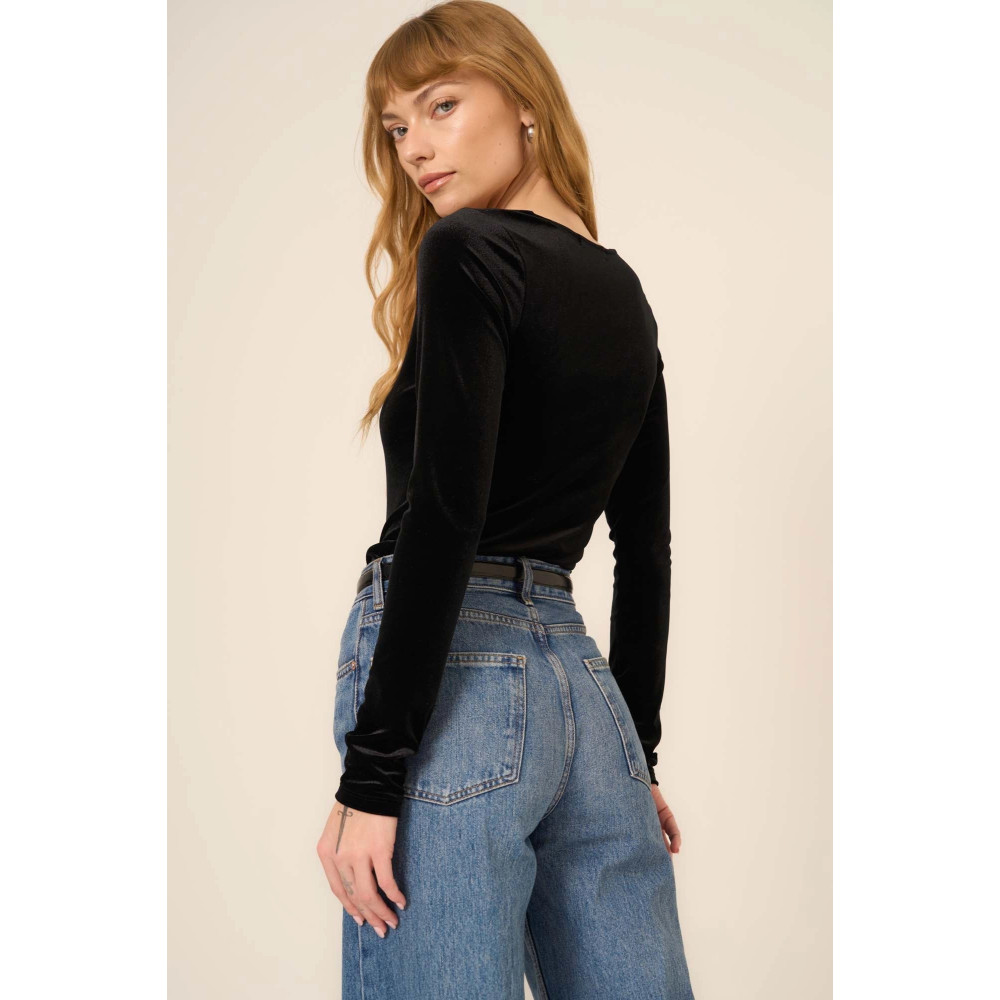 Lush Rush Come True Square Neck Velvet Long Sleeve
