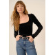 Lush Rush Come True Square Neck Velvet Long Sleeve