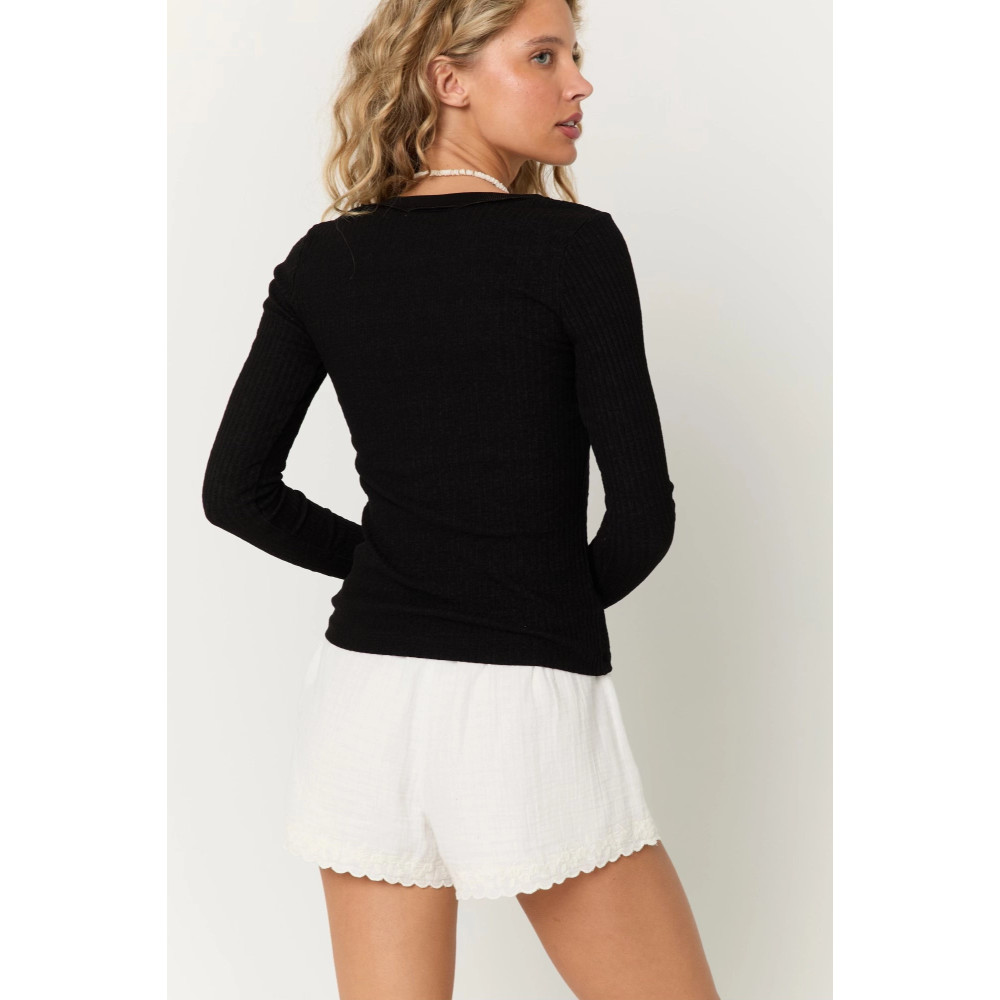 Shimmer Vibe Scoop Rib Long Sleeve