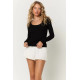 Shimmer Vibe Scoop Rib Long Sleeve