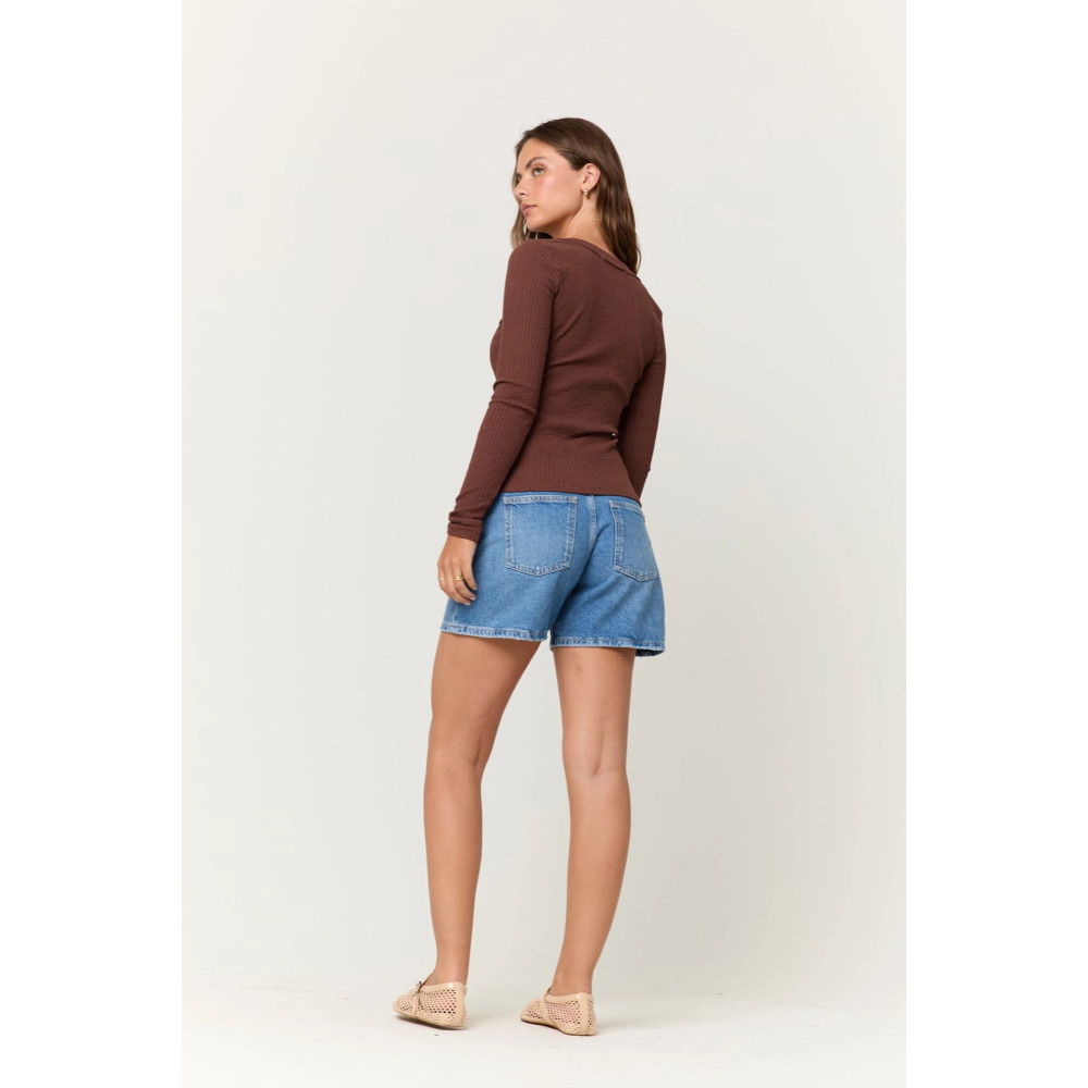 Shimmer Vibe Scoop Rib Long Sleeve