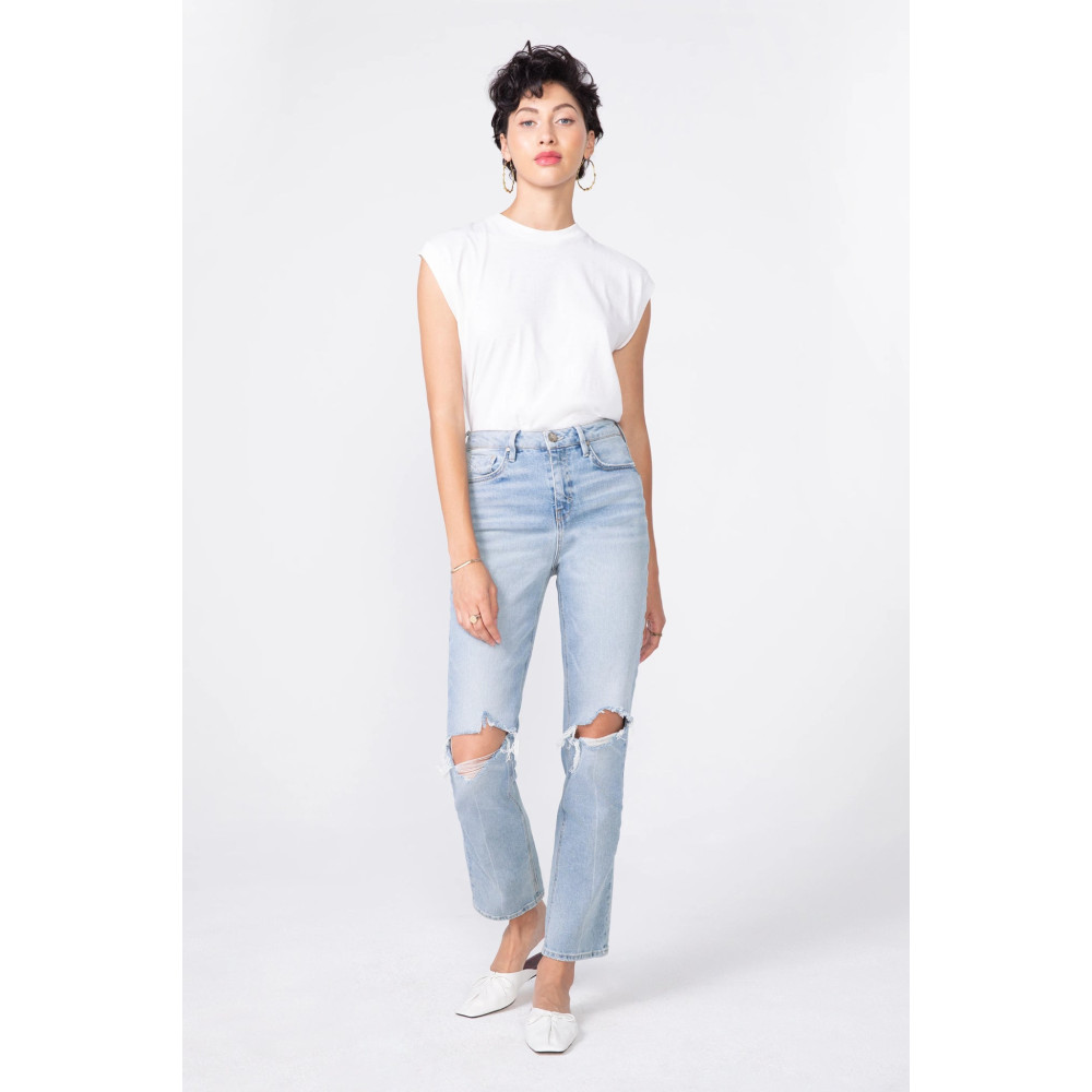 Taffetas High Rise Straight Jean