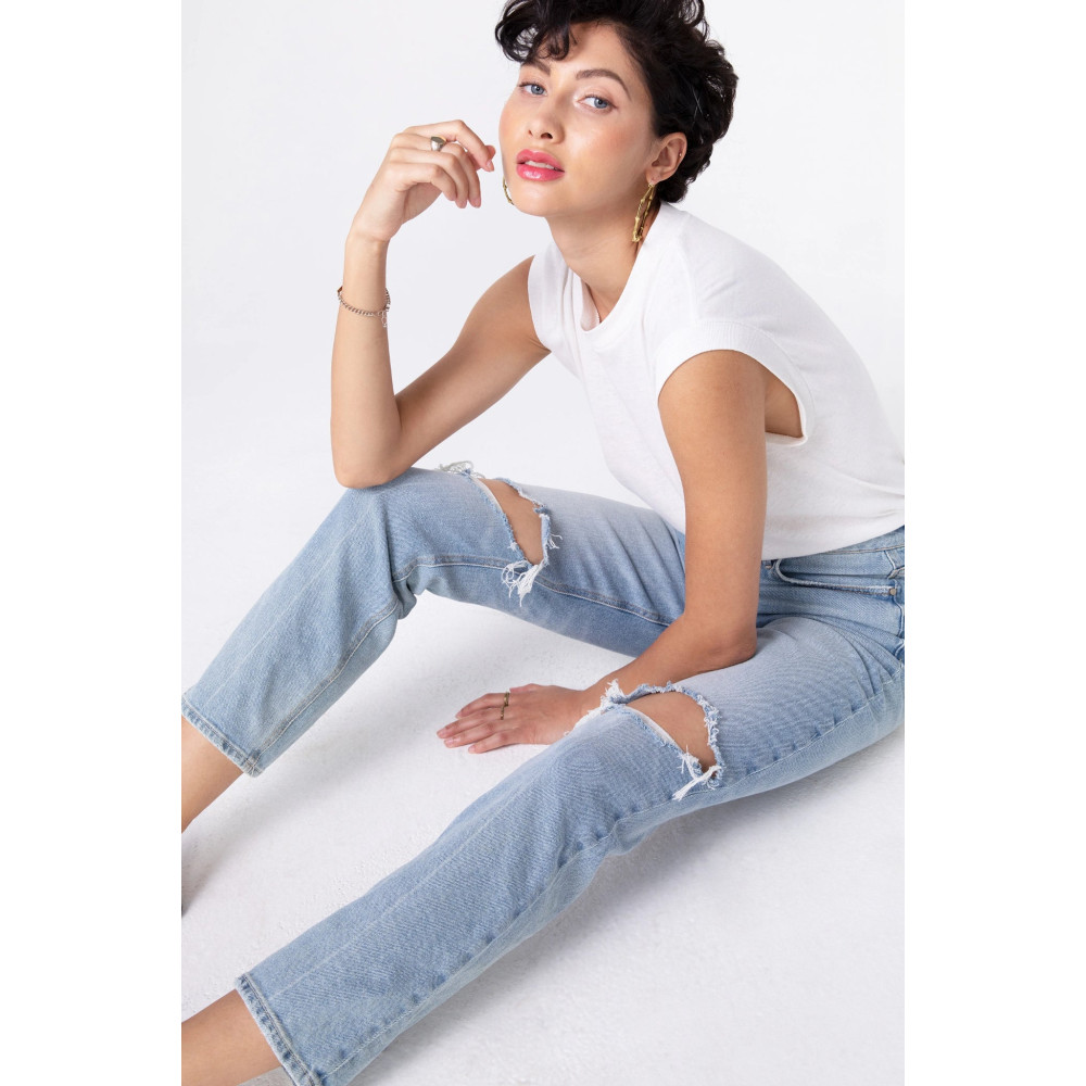 Taffetas High Rise Straight Jean